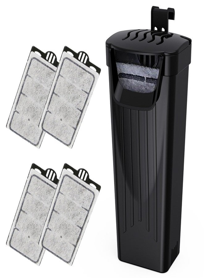 Moonorange Aquarium Power Filter(3.5W), Turtle Tank Filter, Silent Low-Water Filter for Small Fish Tank, Reptile Tank Up to 15Gallon, with 4pcs Cartridges.(Black) - Image 1